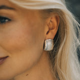 RIBBED DROP EARRINGS - SILVER