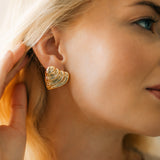 RIPPLE HEART EARRINGS - GOLD