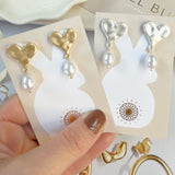 MINI PEARL HEART EARRINGS - GOLD