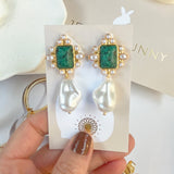 EMERALD PEARL EARRINGS