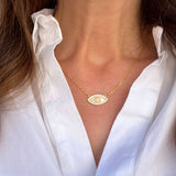 PEARLY EYE PENDANT NECKLACE - GOLD