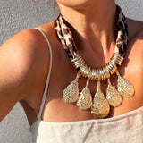 GOLDIE SCARF NECKLACE- LEOPARD