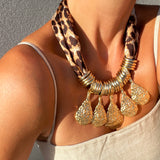 GOLDIE SCARF NECKLACE- LEOPARD