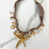 SILK STARFISH CHARM NECKLACE- TAUPE