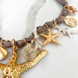 SILK STARFISH CHARM NECKLACE- TAUPE