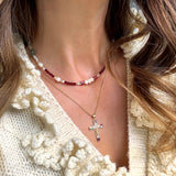 DELUXE CROSS NECKLACE SET- BURGUNDY