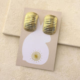 RIBBED DROP EARRINGS - GOLD