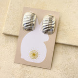RIBBED DROP EARRINGS - SILVER