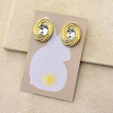 JEWEL BUTTON EARRINGS - GOLD