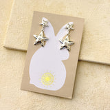 DOUBLE STAR EARRINGS- SILVER