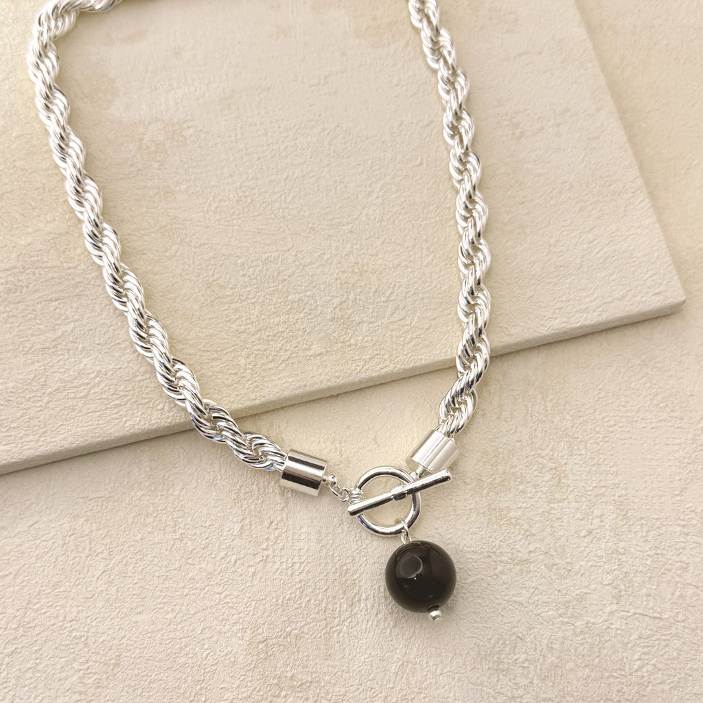 TESSA ROPE TWIST NECKLACE - SILVER