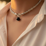 TESSA ROPE TWIST NECKLACE - SILVER