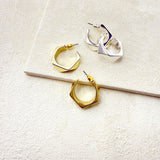 HEXI HOOP EARRINGS - SILVER