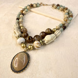 MENA DOUBLE LAYER NECKLACE- AQUA