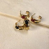 DECO HOOP EARRINGS - BROWN