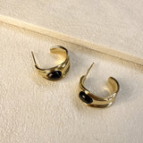 DECO HOOP EARRINGS - BROWN
