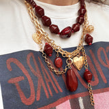 WATERFALL HEART NECKLACE- RUBY
