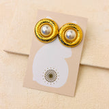 PEARL BUTTON EARRINGS - SILVER