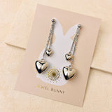 HEART WATERFALL EARRINGS - SILVER