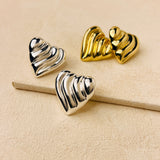 RIPPLE HEART EARRINGS - SILVER
