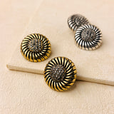 DECO BUTTON EARRINGS - SILVER