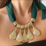 GOLDIE SCARF NECKLACE- EMERALD