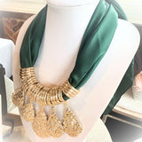 GOLDIE SCARF NECKLACE- EMERALD