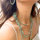 TEAR DROP BEADED EARRINGS - AQUA