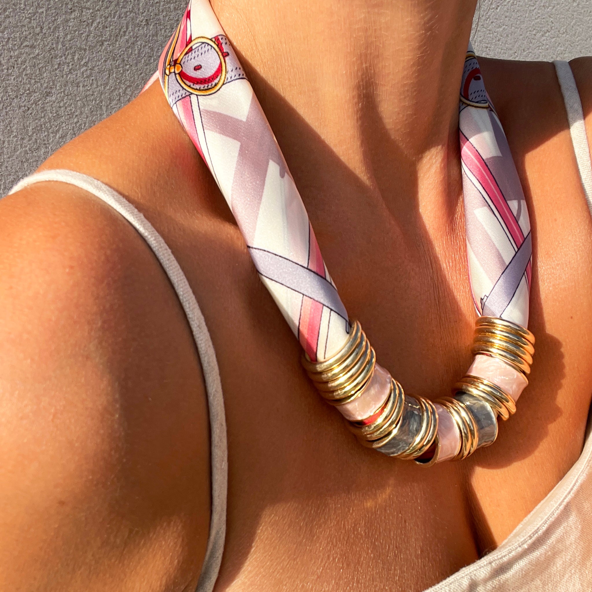 PINKO SCARF NECKLACE- BLUSH