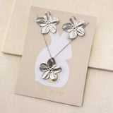 FLORA NECKLACE & EARRING SET- SILVER