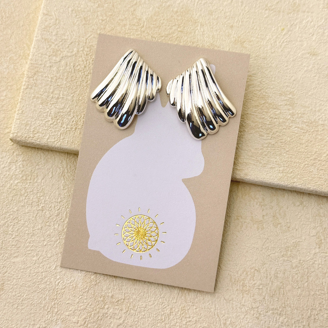 RIPPLE FAN EARRINGS - SILVER