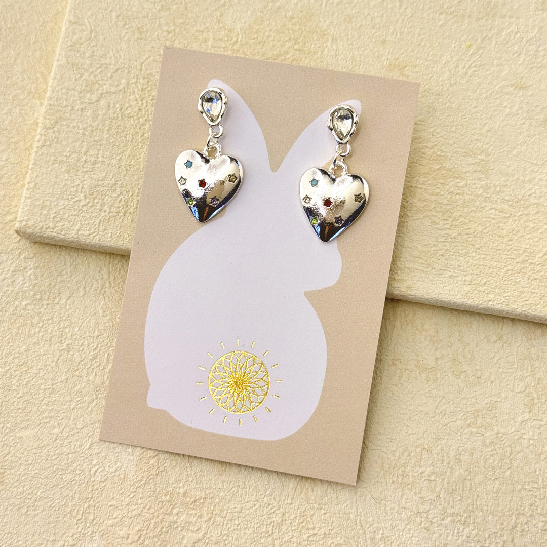 STELLA HEART EARRINGS- SILVER