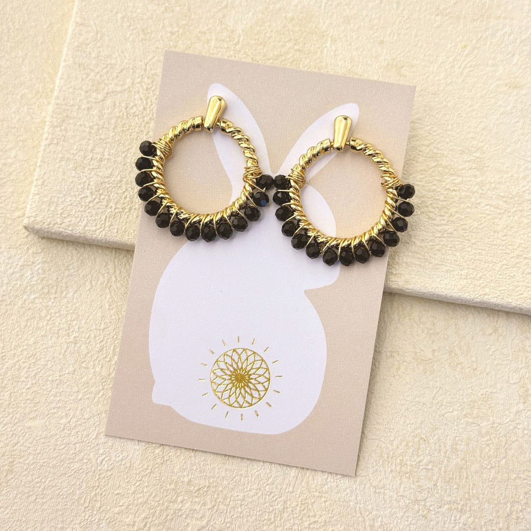 HALO BEADED EARRINGS - BLACK