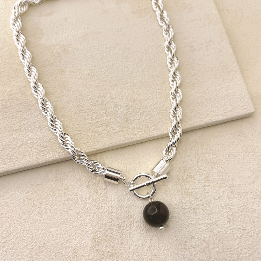 TESSA ROPE TWIST NECKLACE - SILVER