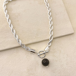 TESSA ROPE TWIST NECKLACE - SILVER