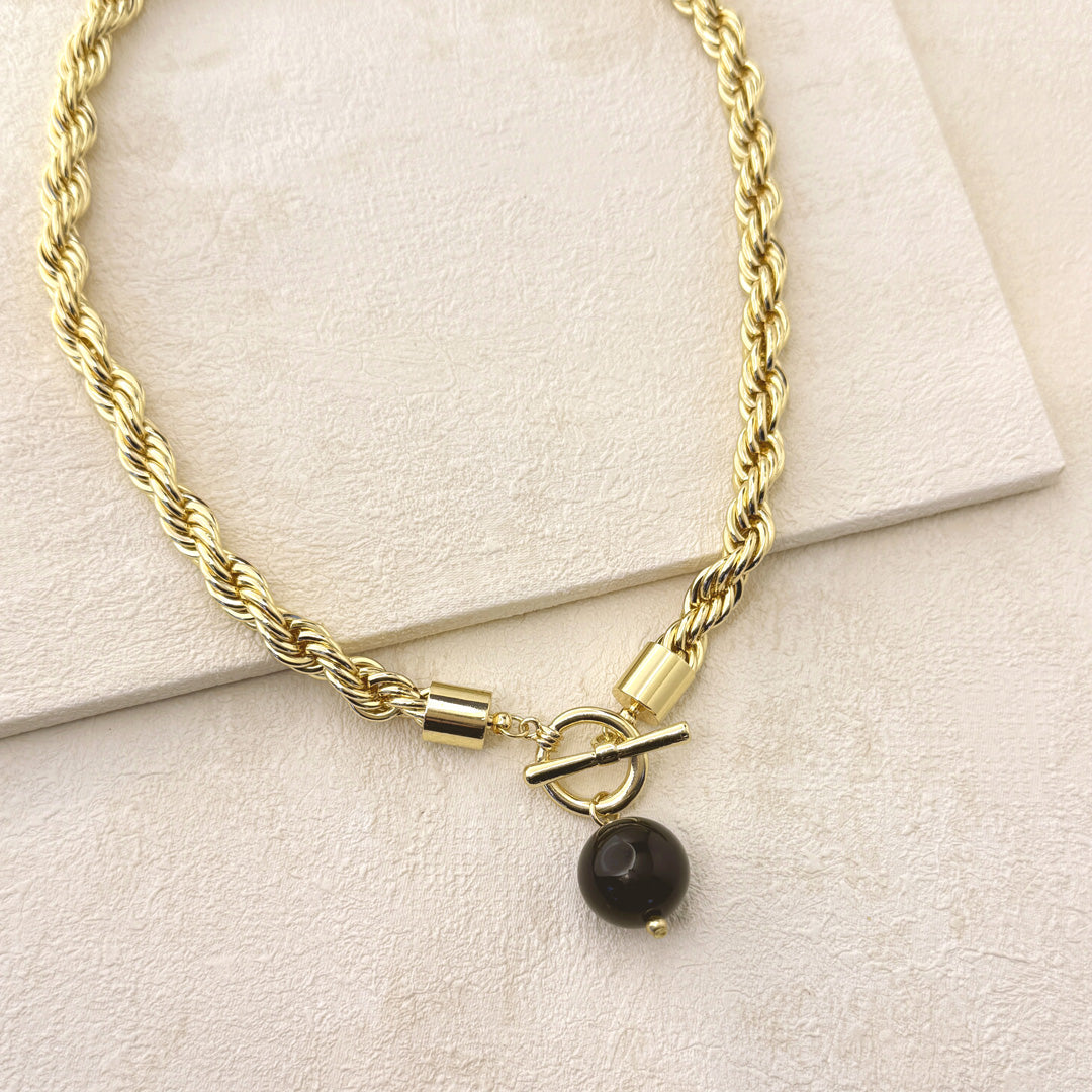 TESSA ROPE TWIST NECKLACE - GOLD