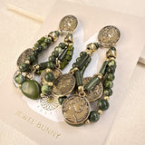 ELIZABETH COIN EARRINGS- GREEN
