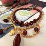 WATERFALL HEART NECKLACE- RUBY