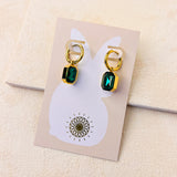 EMERALD OCTAGON EARRINGS - GOLD