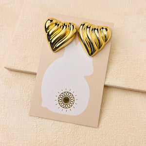 RIPPLE HEART EARRINGS - GOLD