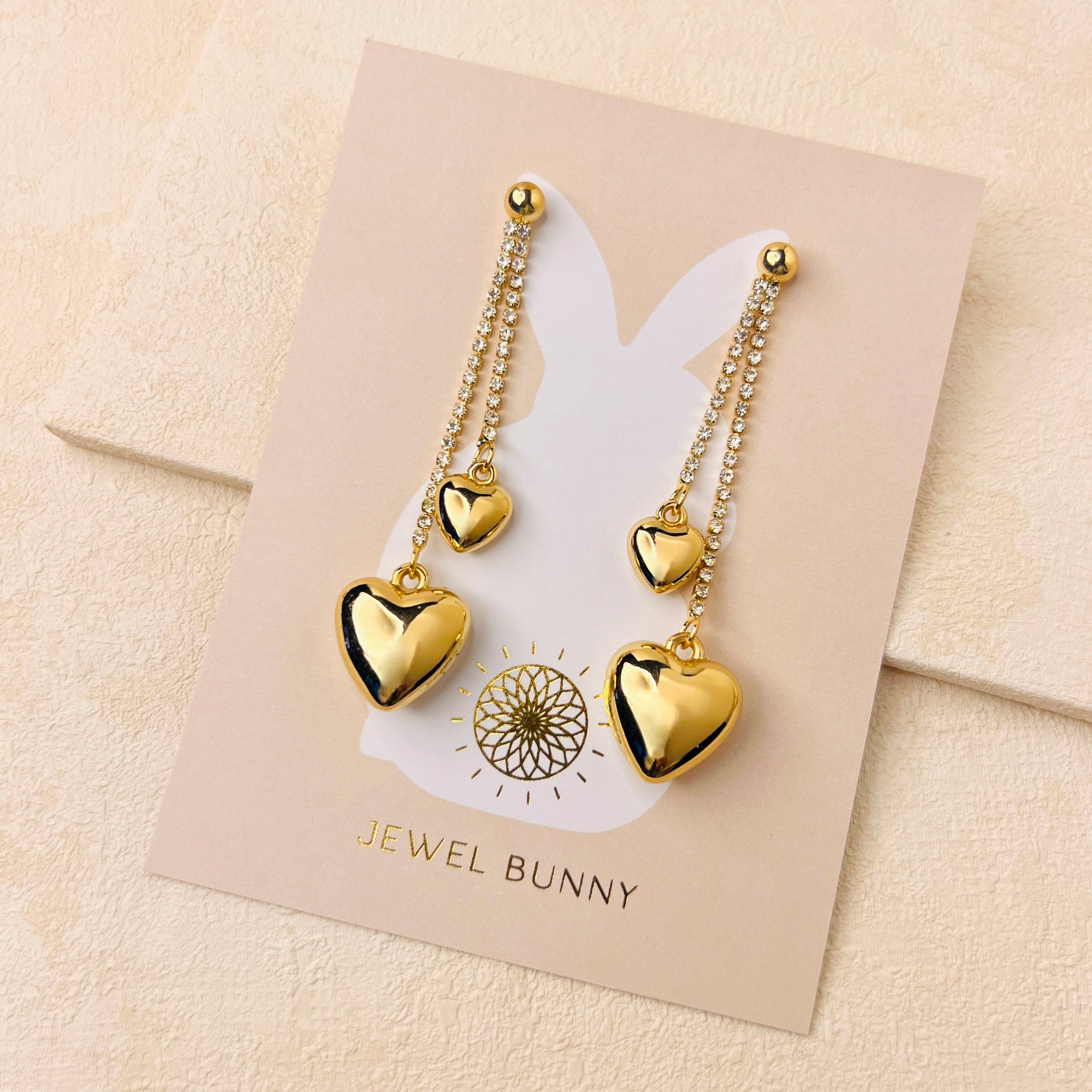 HEART WATERFALL EARRINGS - GOLD