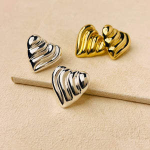RIPPLE HEART EARRINGS - GOLD